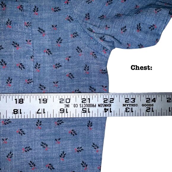 MBX Womens L Blue Summer Shirt Casual Short Sleeve Button Up Pattern Camp Party - Picture 7 of 10